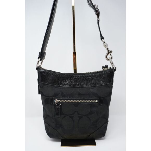 Coach Vintage Black Signature Jacquard and Leather Shoulder to Crossbody Bag - Picture 4 of 12